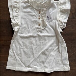 Janie and Jack White Ruffled Kids Top- Size 6